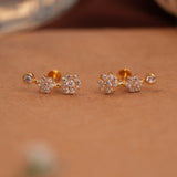 Curved Vine Stone Gold Side Stud