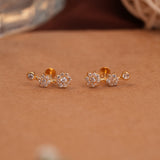 Curved Vine Stone Gold Side Stud