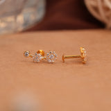 Curved Vine Stone Gold Side Stud