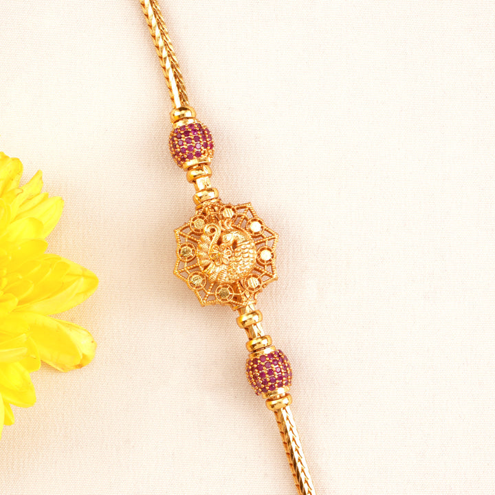 Divine Peacock Ruby Mugappu Chain
