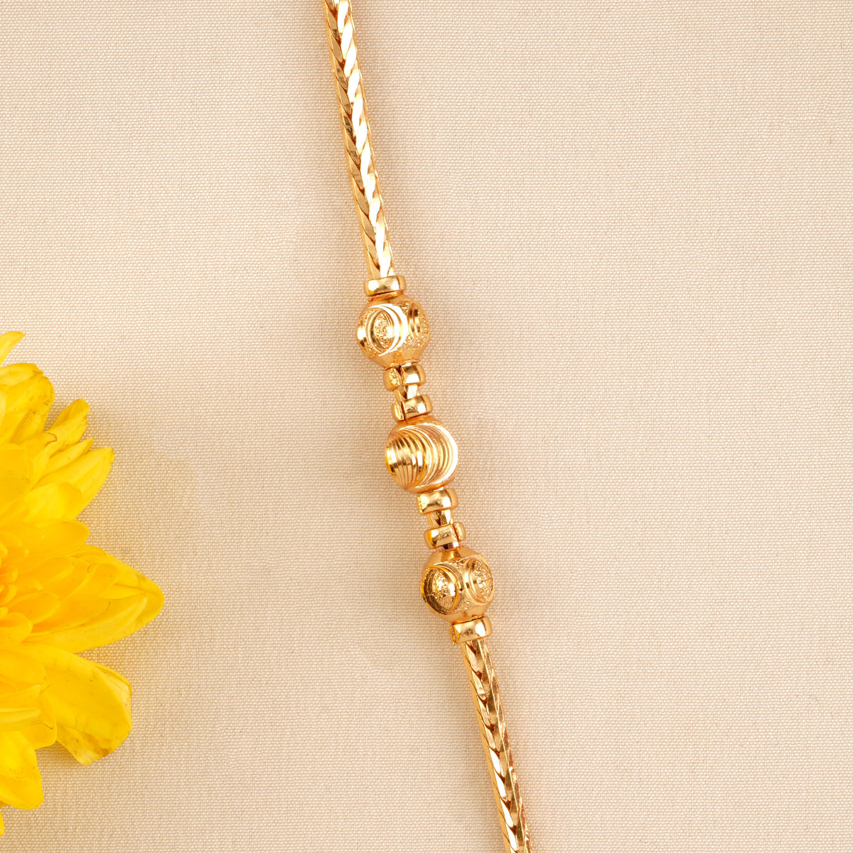 Classic Golden Beaded Mugappu Chain