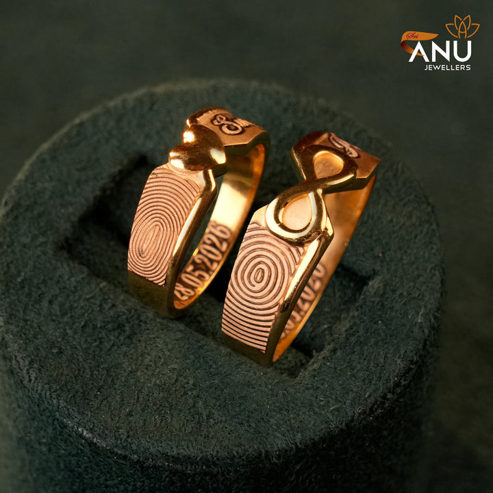 Customised Infinity Heart with Couple Names Gold Ring