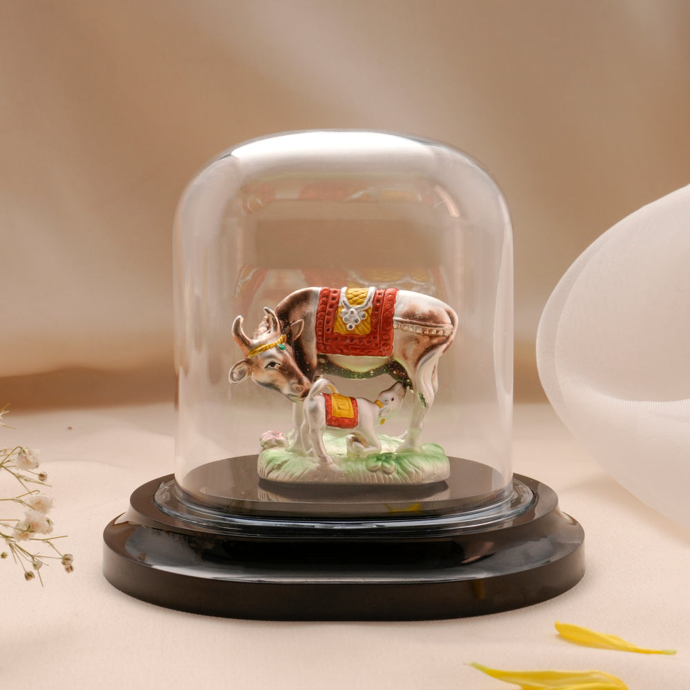 Designed Kamadhenu Silver Car Stand Idol