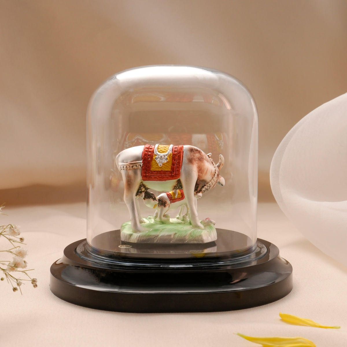 Designed Kamadhenu Silver Car Stand Idol