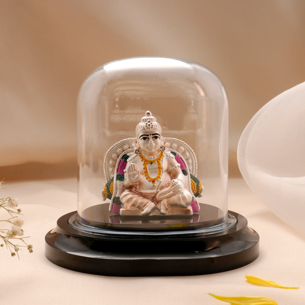 Lord Kubera Silver Car Stand Idol