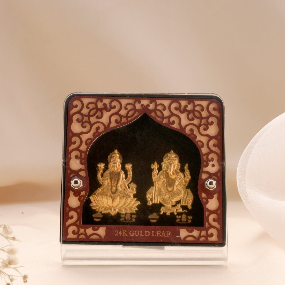 Divine Vinayaka & Lakshmi Gold Leaf Frame