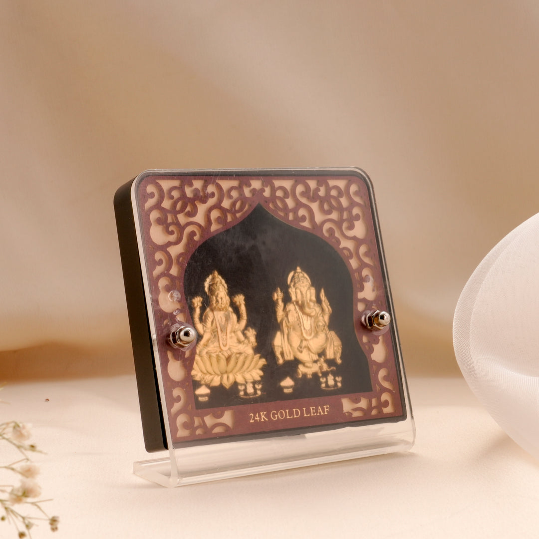 Divine Vinayaka & Lakshmi Gold Leaf Frame