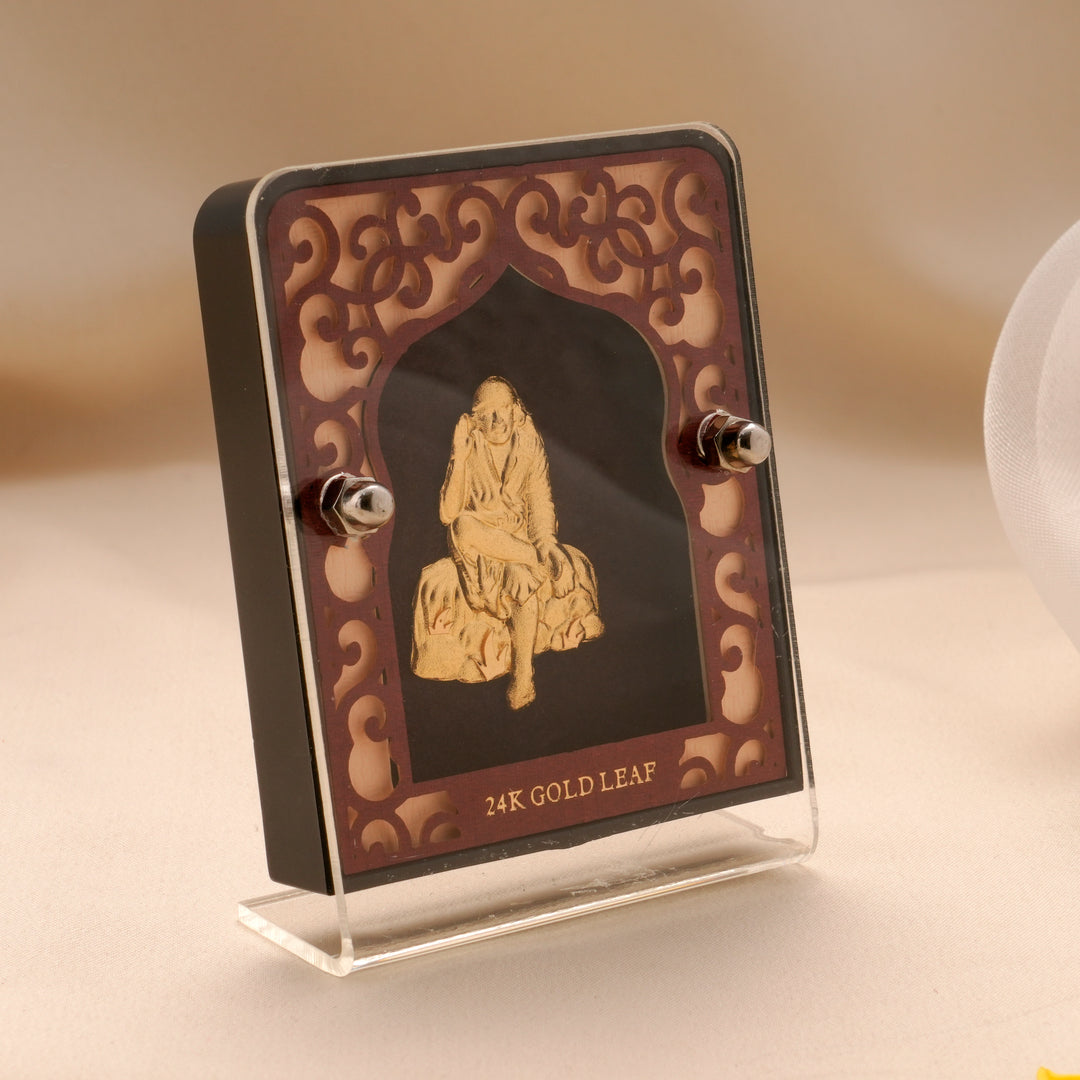 Divine Sai Baba Gold Leaf Photo Frame