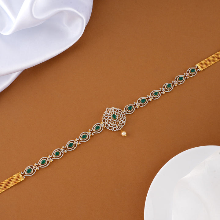 Emerald Leaf Design Swarovski Oddiyanam
