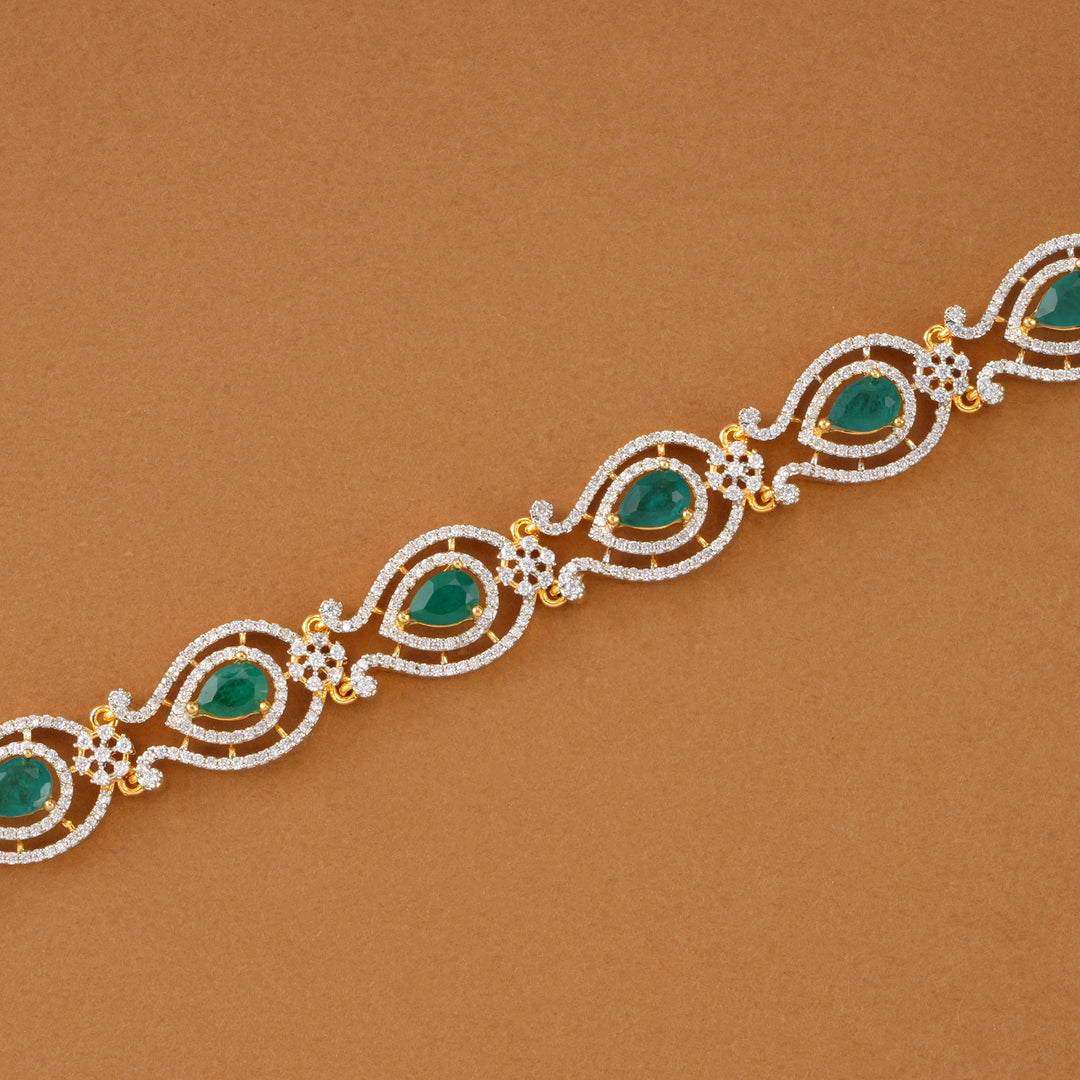Emerald Leaf Design Swarovski Oddiyanam