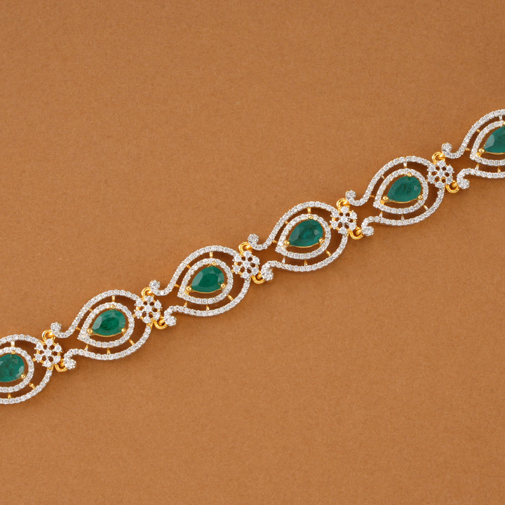 Emerald Leaf Design Swarovski Oddiyanam