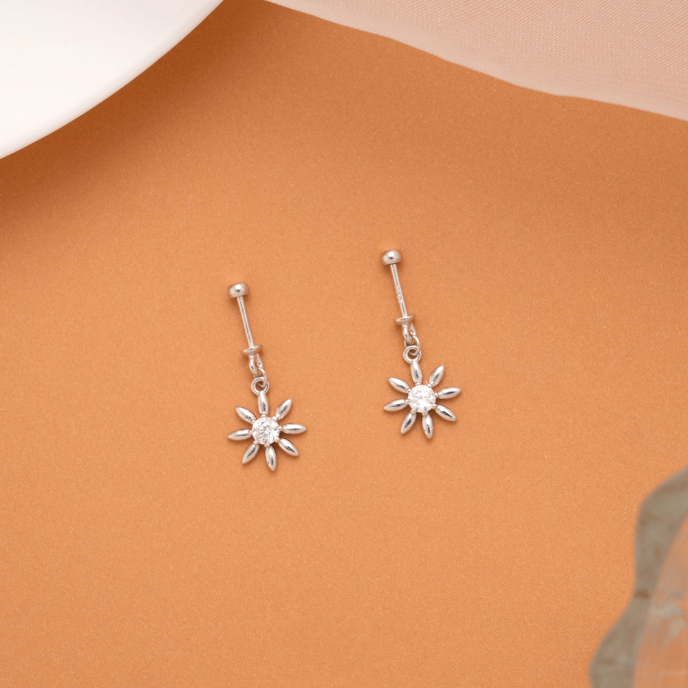 Sleek Sunflower Design Silver Koppu
