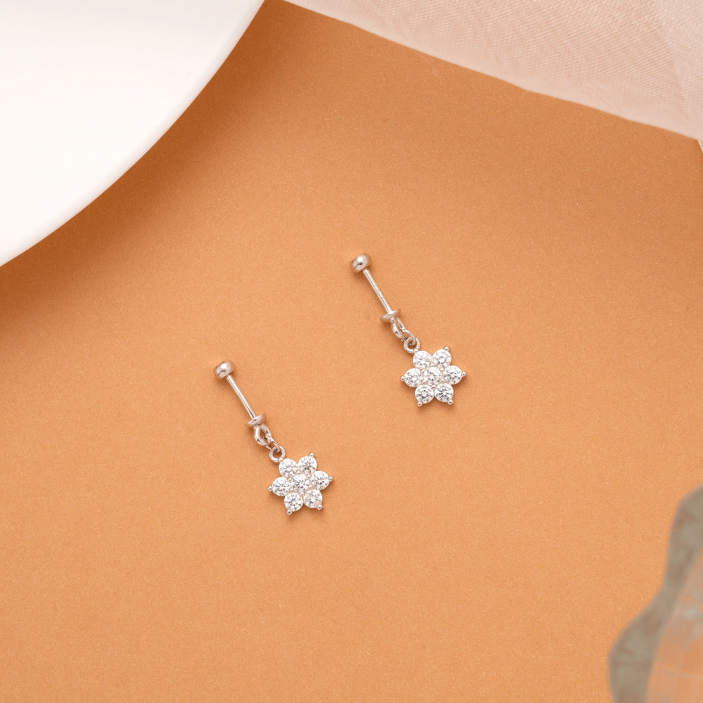 Tiny Charm Floral Drop Silver Koppu