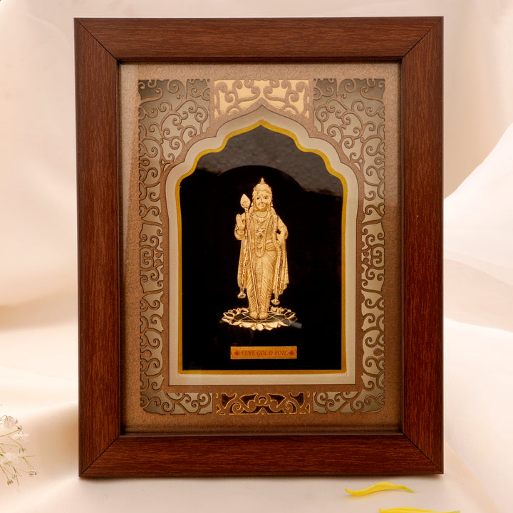 Elegant Murugan Gold Foil Photo Frame