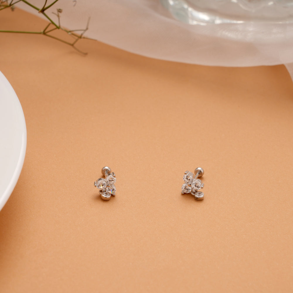 Trendy Crystal Cluster Design Silver Koppu