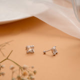 Crystal Baguette Stone Square Silver Koppu