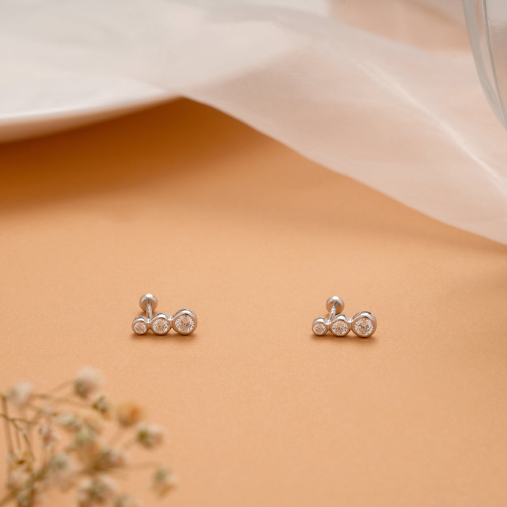Minimalist Triple Stone Silver Koppu