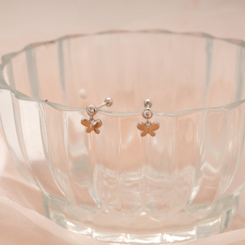 Tiny Butterfly Drops Silver Koppu