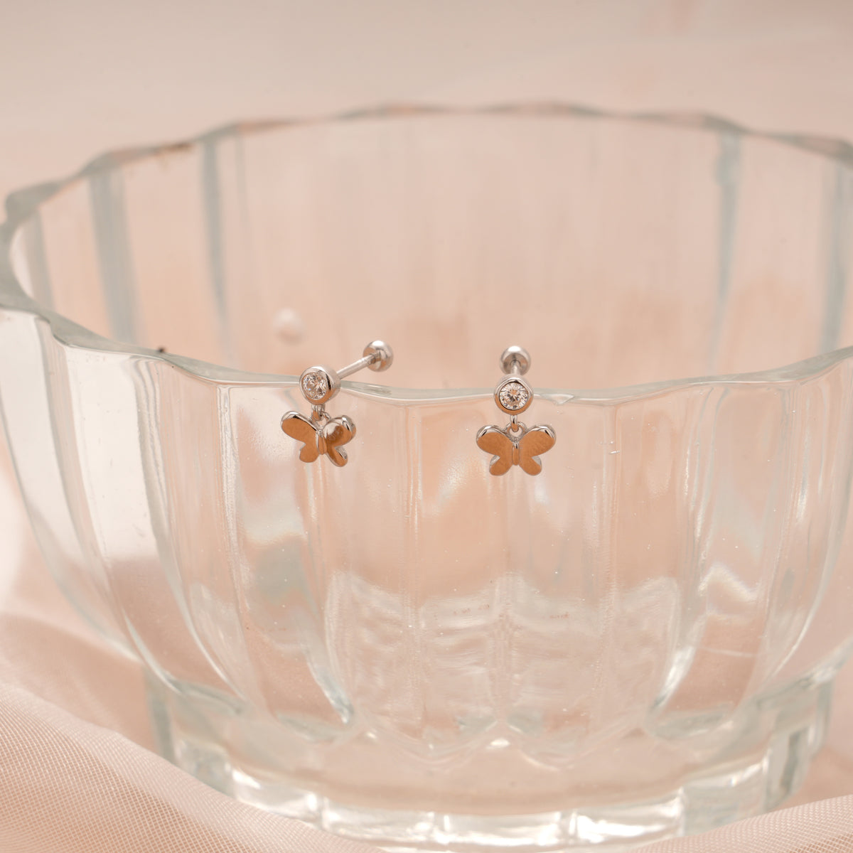 Tiny Butterfly Drops Silver Koppu