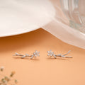 Elegant Crystal Leaf Climber Silver Ear Crawlers