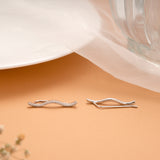 Beautiful Wave Design Silver Ear Climbers
