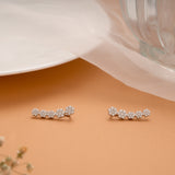 Ethnic Multi Blossom Stone Silver Ear Crawlers