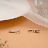 Ethnic Multi Blossom Stone Silver Ear Crawlers