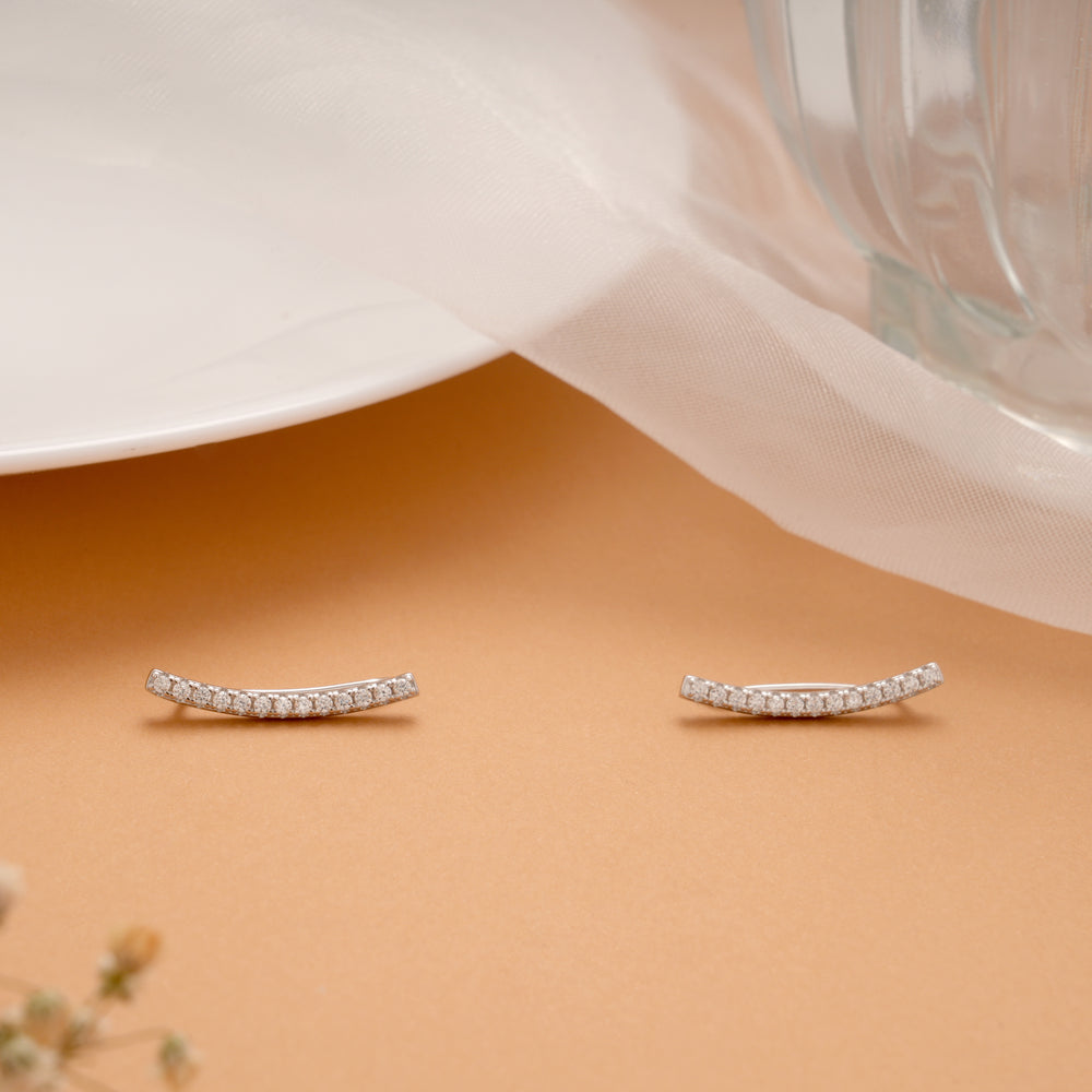 Beautiful Sparkling Line Silver Ear Climbers