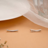 Beautiful Sparkling Line Silver Ear Climbers