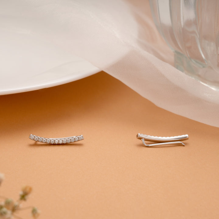 Beautiful Sparkling Line Silver Ear Climbers