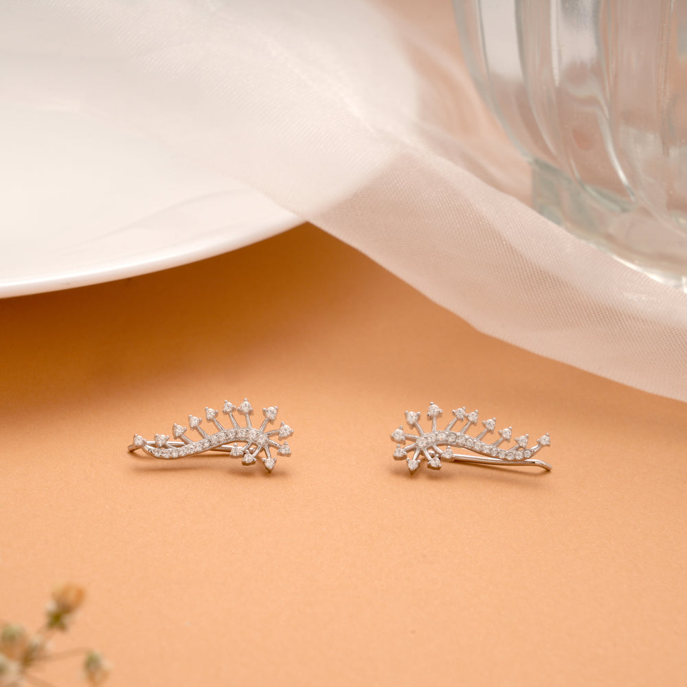 Fancy Cluster Stone Silver Climbers