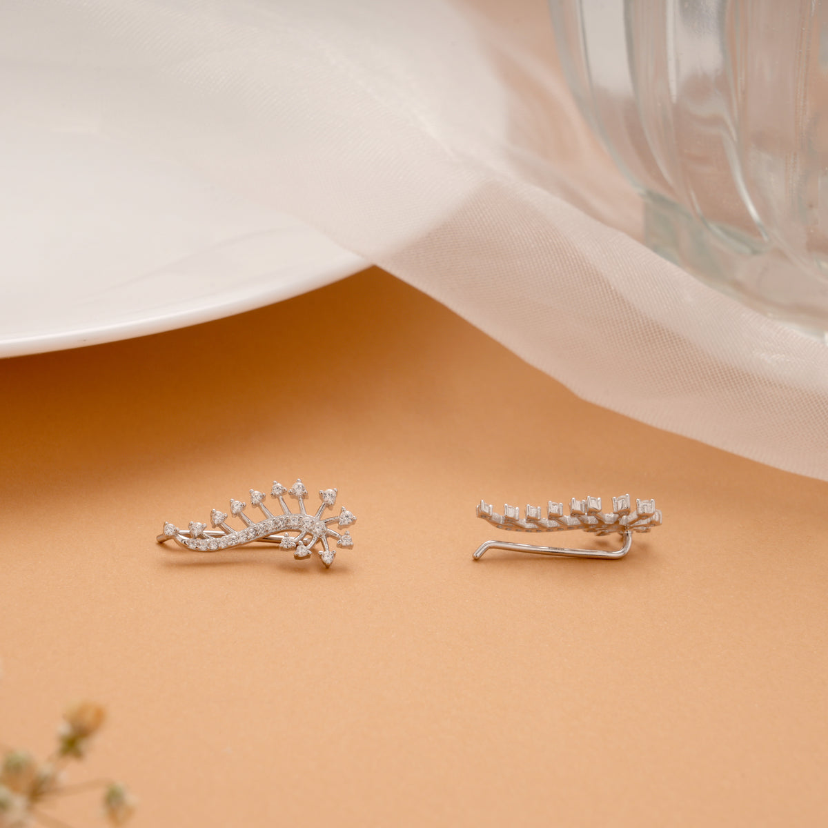 Fancy Cluster Stone Silver Climbers