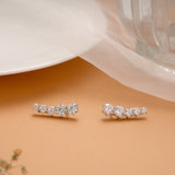 Trendy Round Stone Silver Climbers