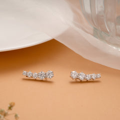 Trendy Round Stone Silver Climbers