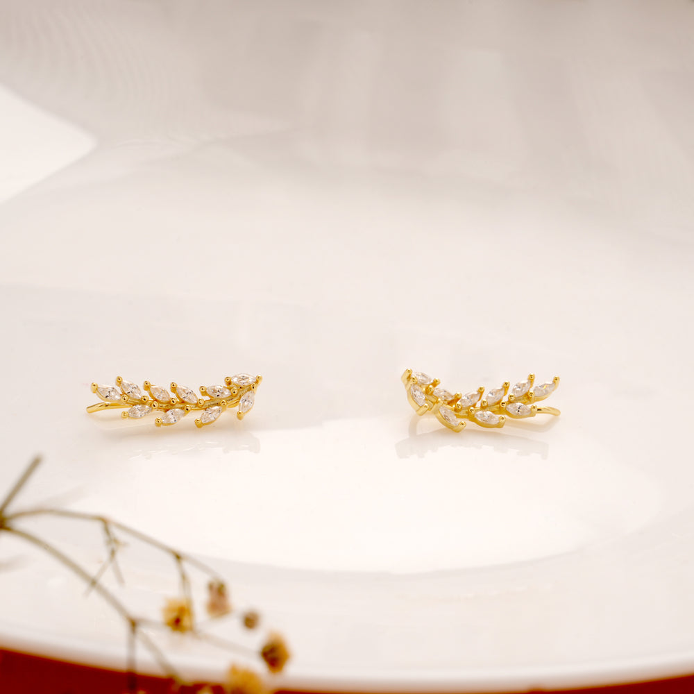 Trendy Crystal Flower Leaf Golden Climber