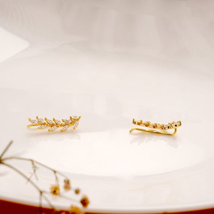 Trendy Crystal Flower Leaf Golden Climber