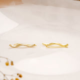 Fancy Wavy Stone Line Silver Climber