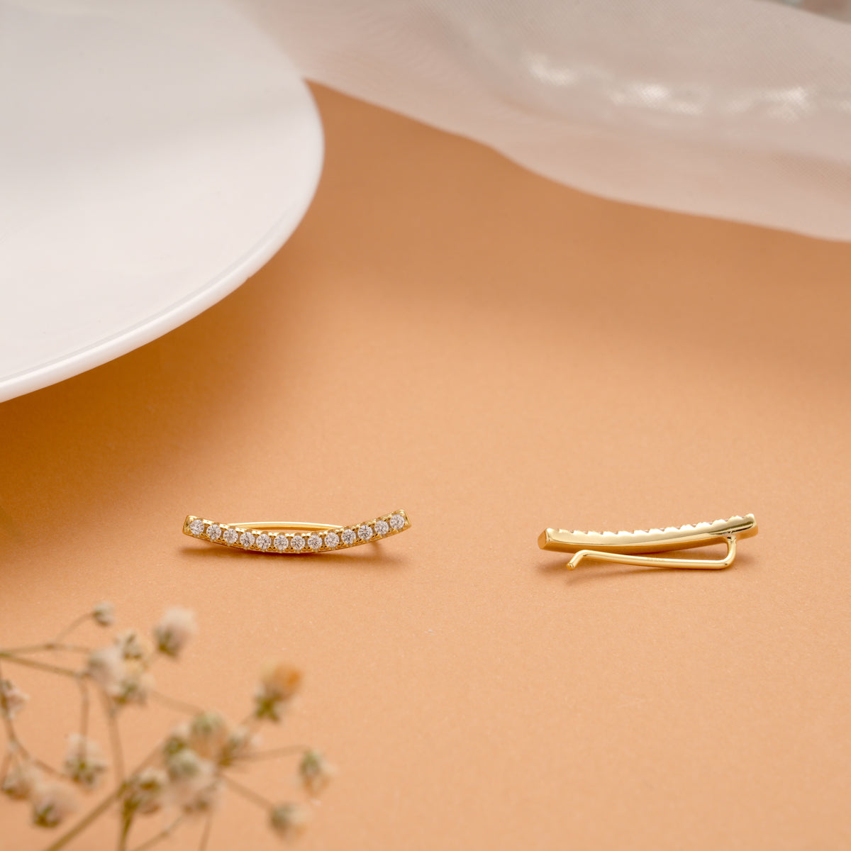 Regal Curved Stone Golden Ear Climbers