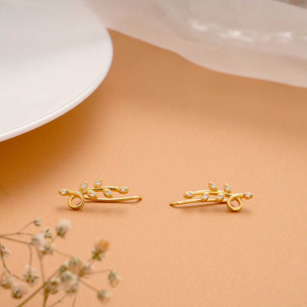 Ethnic Twisted Leafy Stone Golden Ear Crawlers