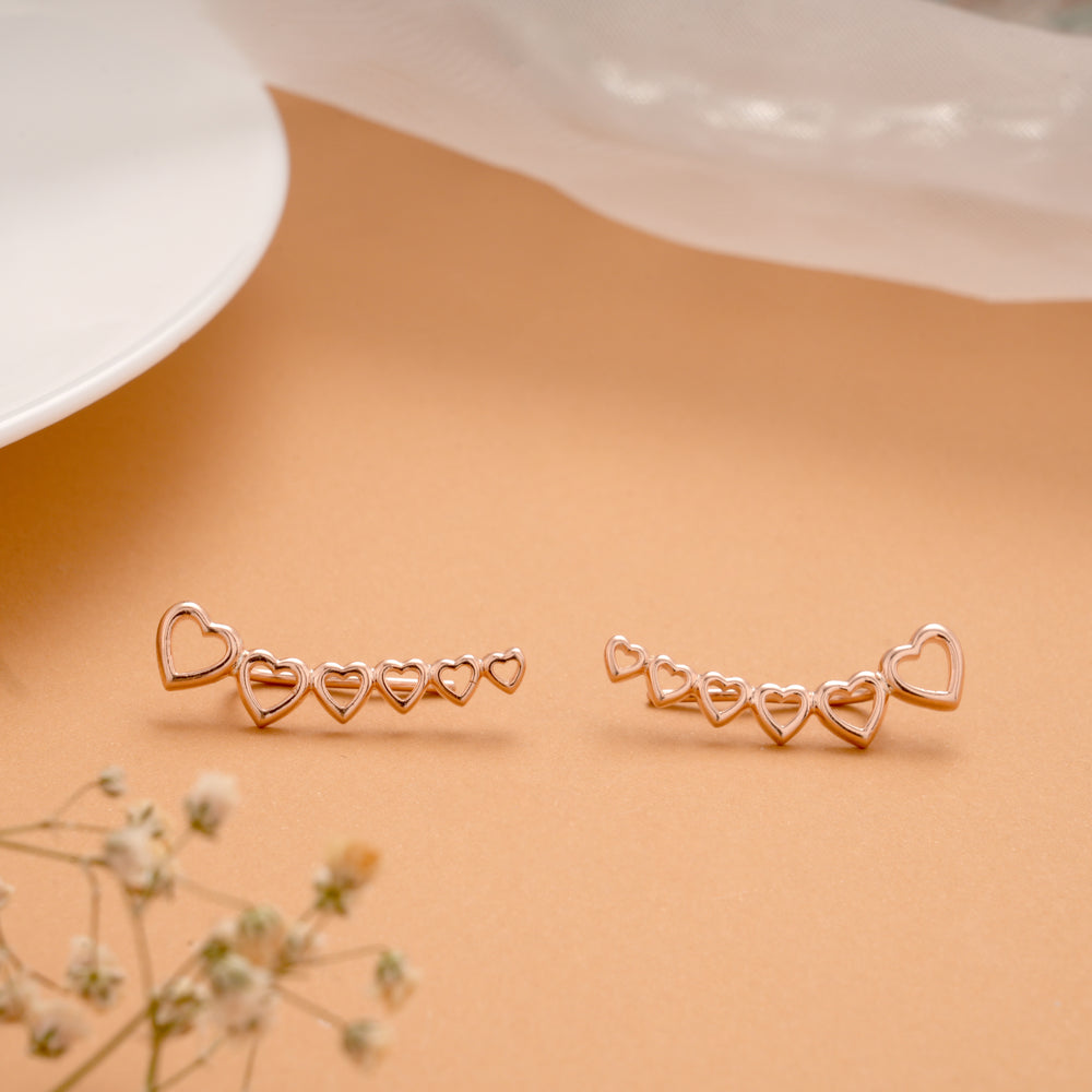 Dainty Multi Heart Silver Rose Gold Climbers
