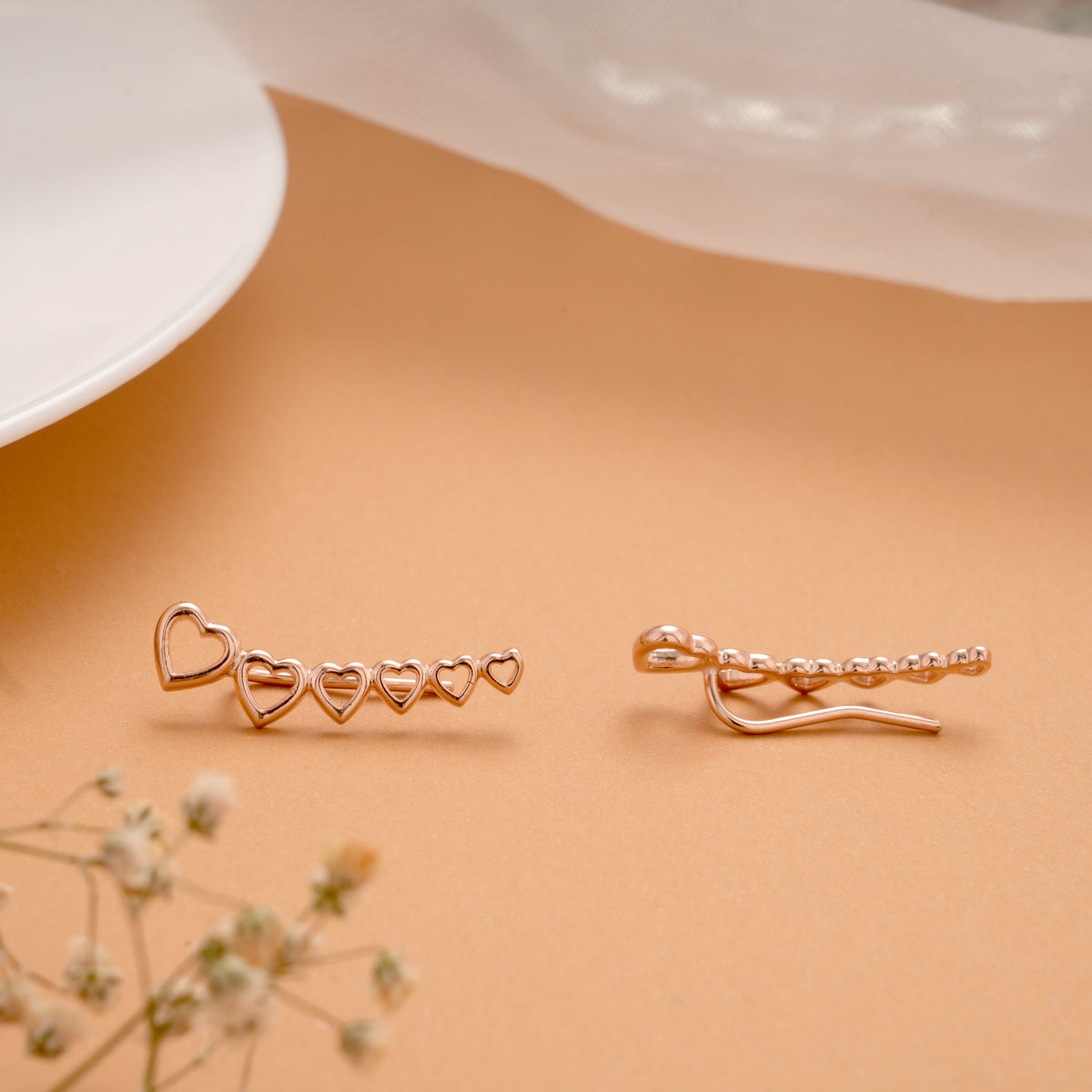 Dainty Multi Heart Silver Rose Gold Climbers