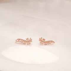 Fancy Cluster Stone Silver Rose Gold Climbers