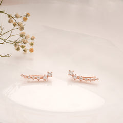 Heritage Round Stone Silver Rose Gold Climbers