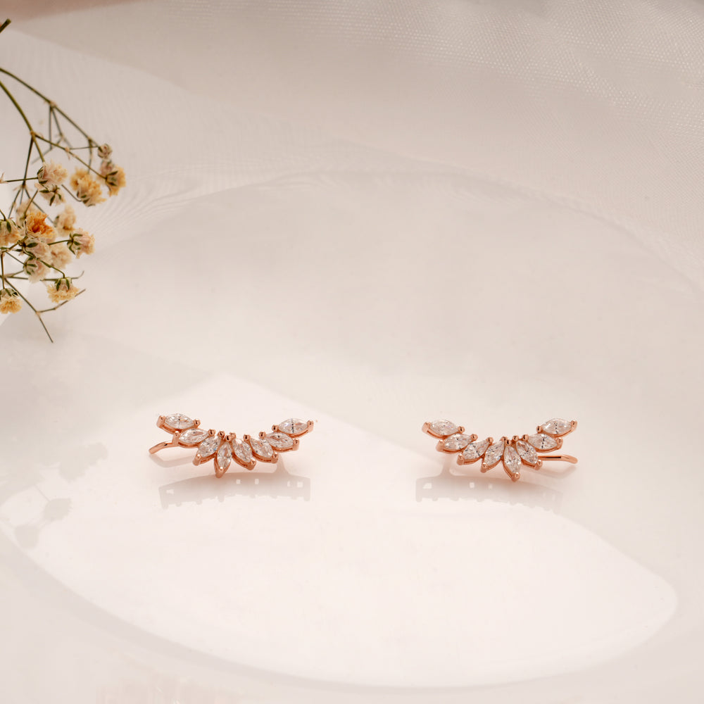 Fancy Cluster Stone Silver Rose Gold Climber