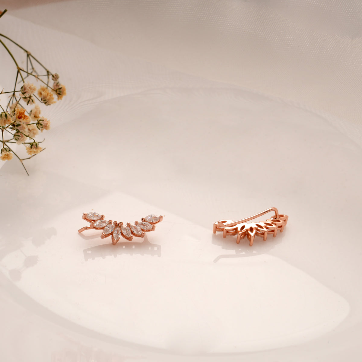 Fancy Cluster Stone Silver Rose Gold Climber