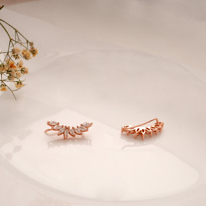 Fancy Cluster Stone Silver Rose Gold Climber
