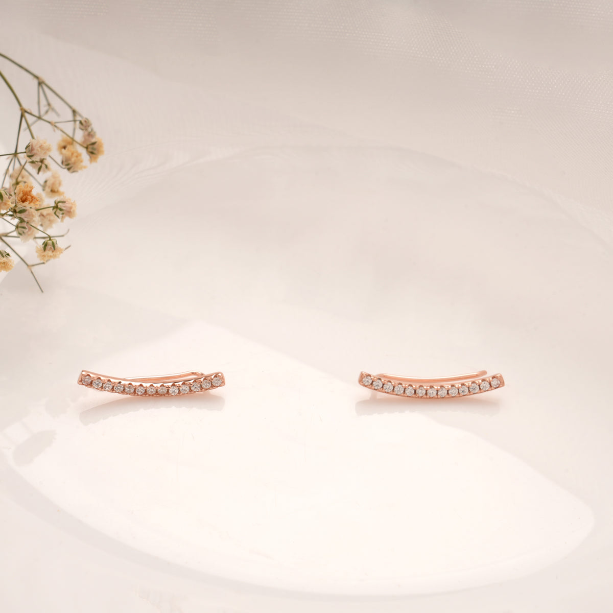 Radiant Line Stone Silver Rose Gold Climber