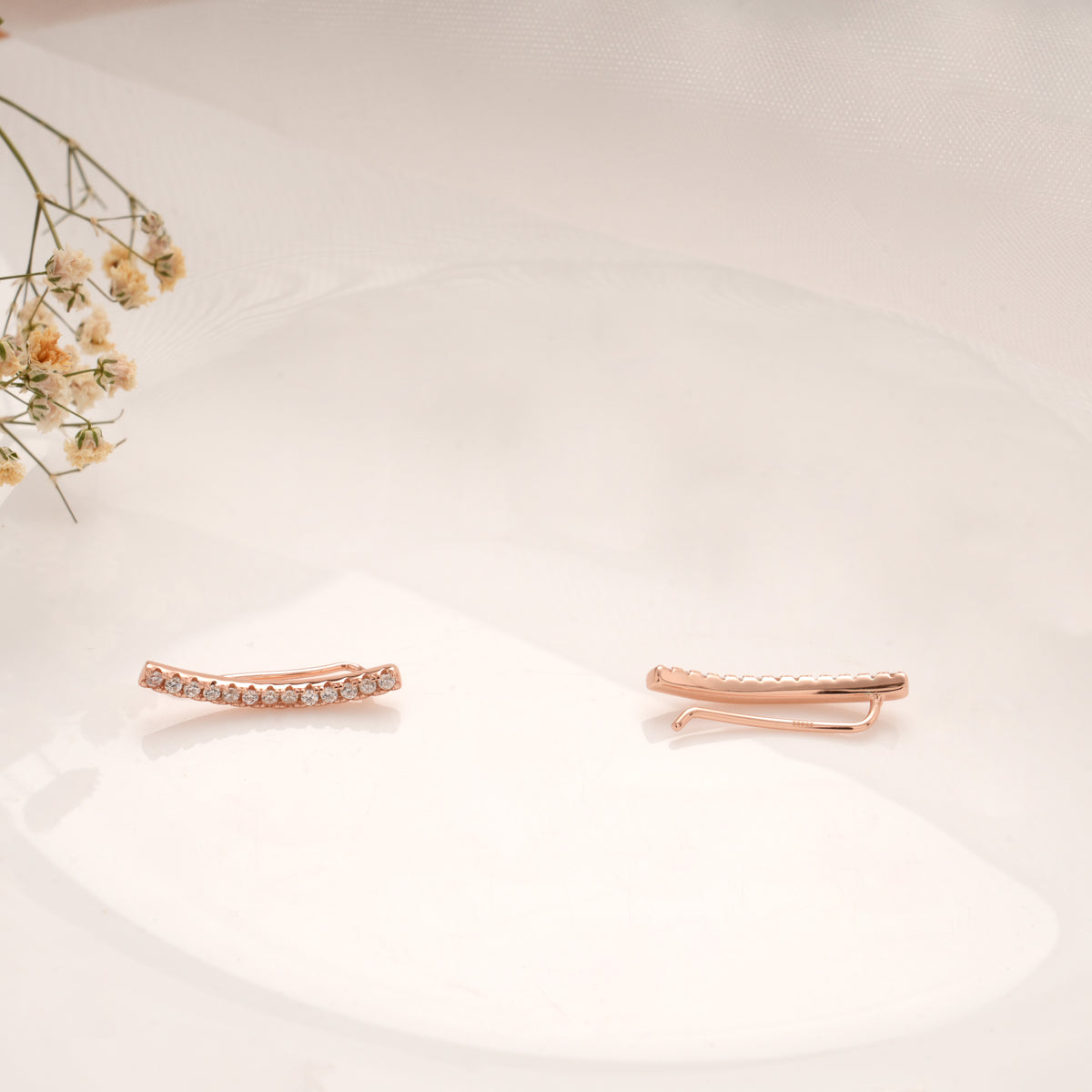 Radiant Line Stone Silver Rose Gold Climber