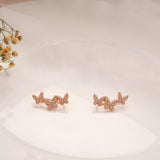 Pretty Triple Butterfly Silver Rose Gold Climber