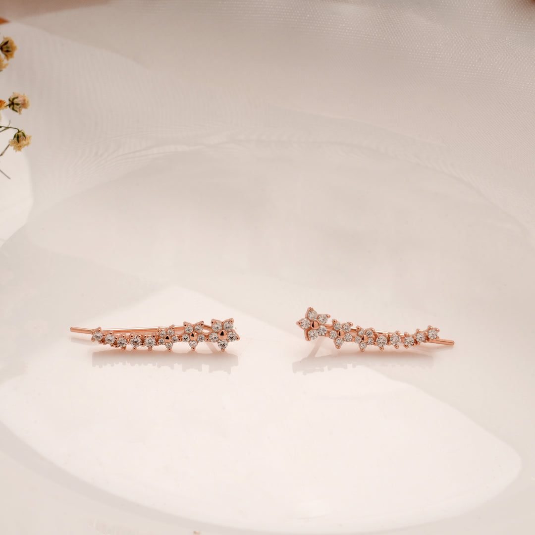 Cute Floral Design Silver Rose Gold Climber